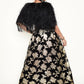 Black & Gold metallic brocade floral design skirt