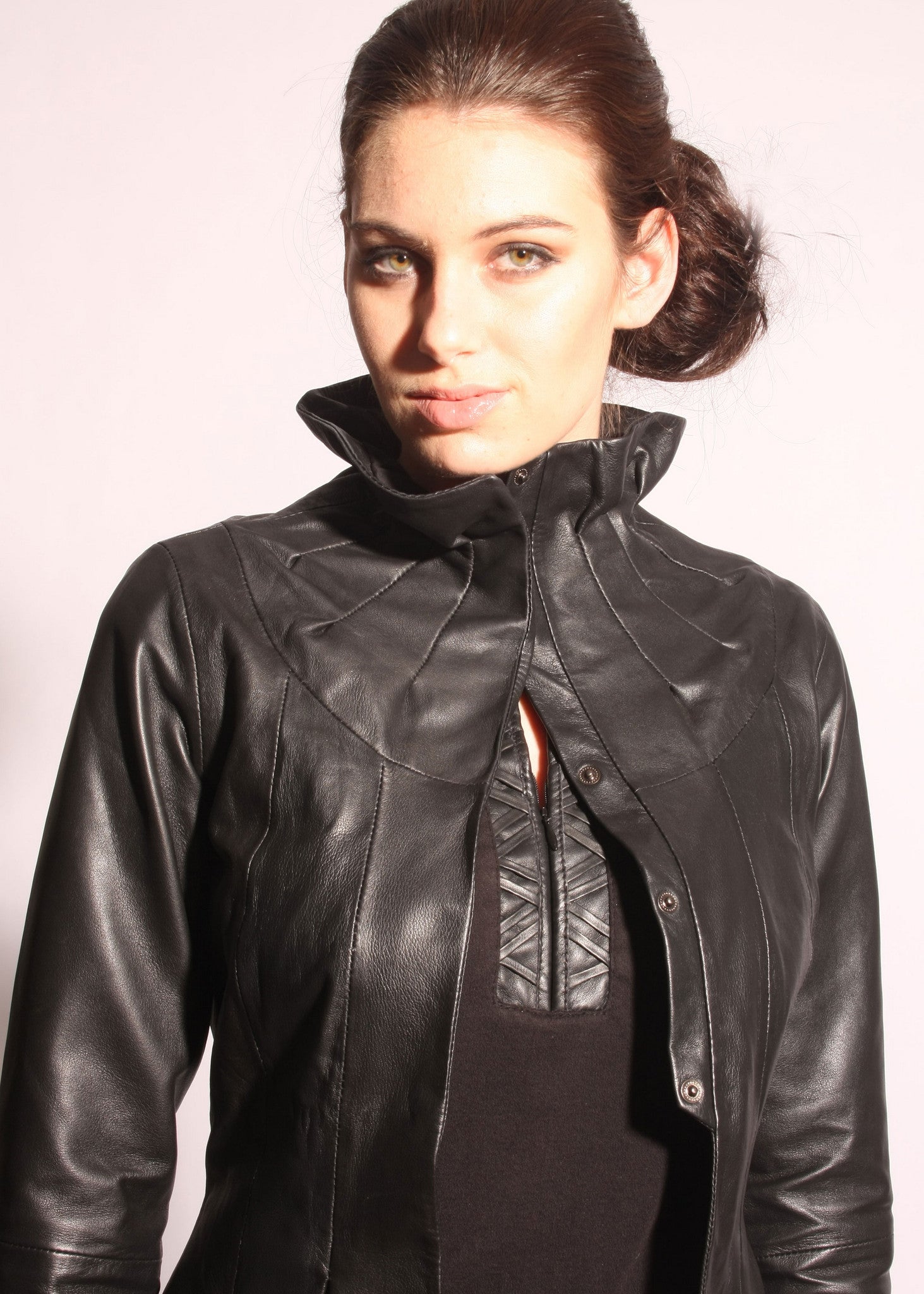 Pleated leather clearance jacket