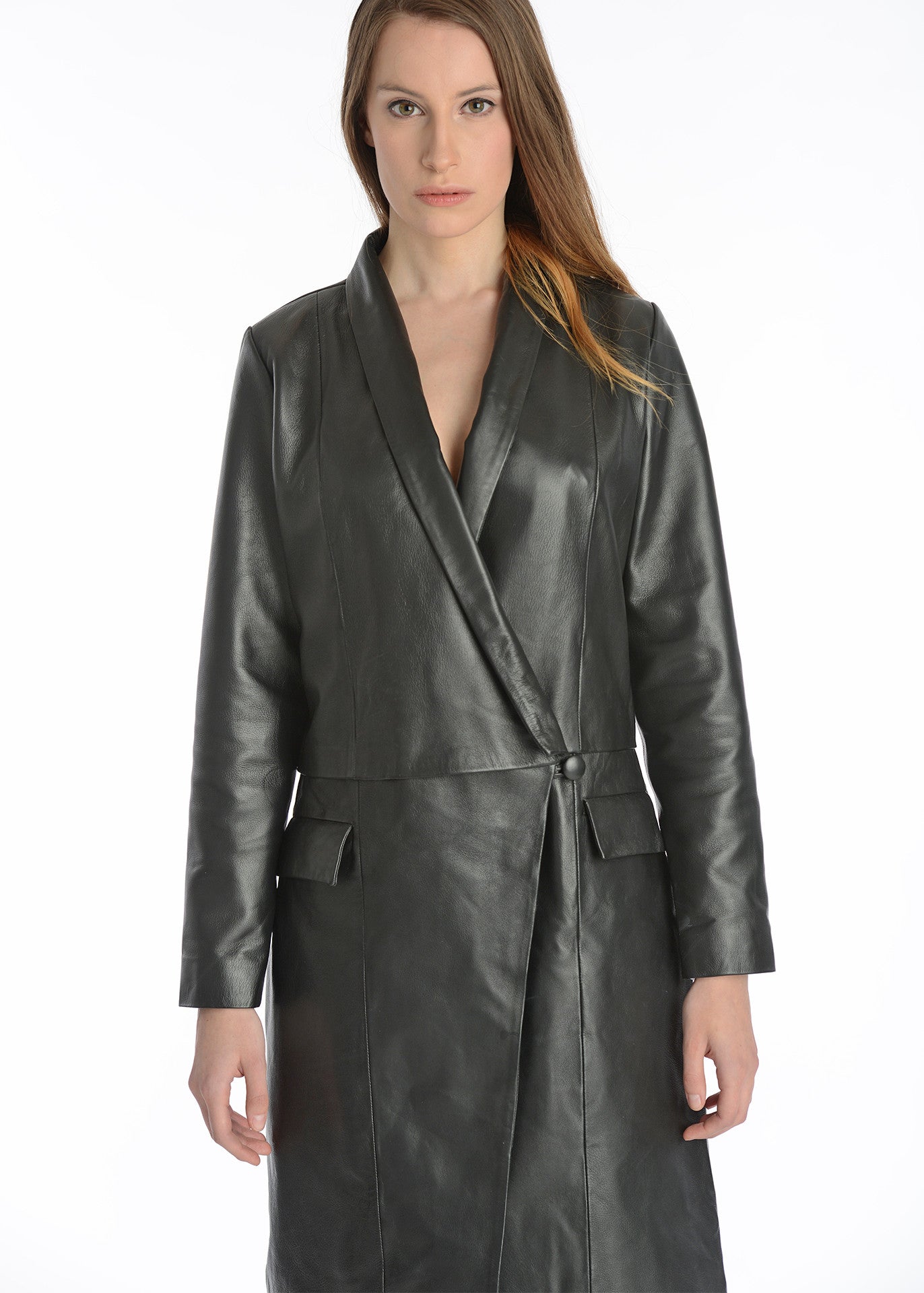 Leather deals wrap coat